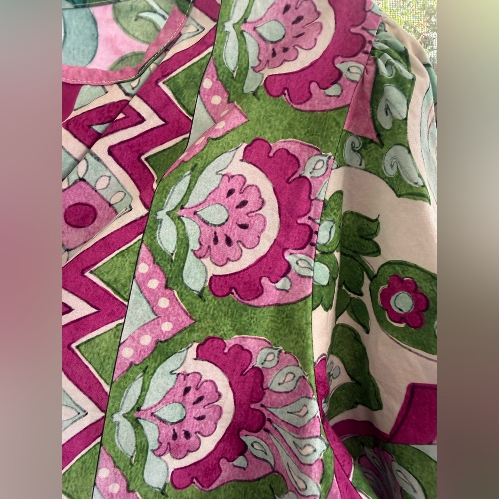 Karen Kane Vibrant Floral Puff Sleeve 100% Cotton Spring Boho Size Small Top - Picture 13 of 16